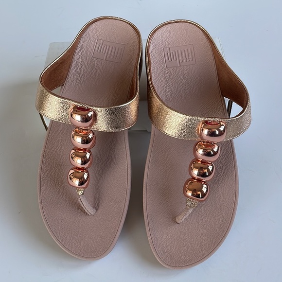 NWT Fit Flop Francheska Glitzy Toe Thongs Rose Gold 6 - Picture 2 of 16